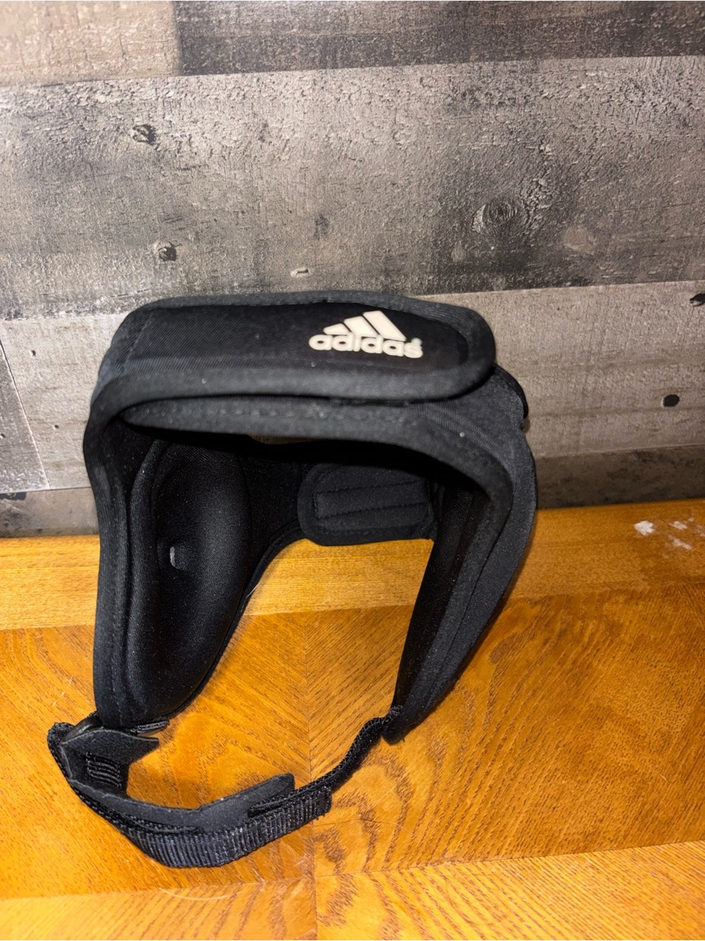 adidas Black Padded Wrestling Headgear with White Logo Adjustable straps